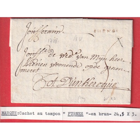 MARQUE FURNES BELGIQUE 1778 POUR DUNKERQUE NORD