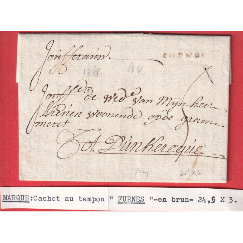 MARQUE FURNES BELGIQUE 1778 POUR DUNKERQUE NORD