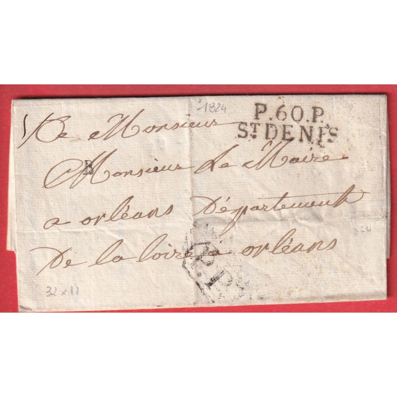MARQUE P60P ST DENIS SEINE 1824 PPPP POUR ORLEANS LOIRET 32X11 INDICE 11