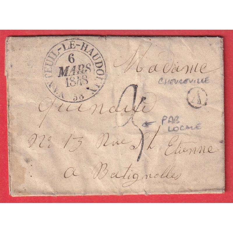 TAXE 3 FABRICATION LOCALE CAD TYPE 13 NANTEUIL LE HAUDOIN OISE BOITE RURALE A CHEVREVILLE PARIS LES BATIGNOLLES