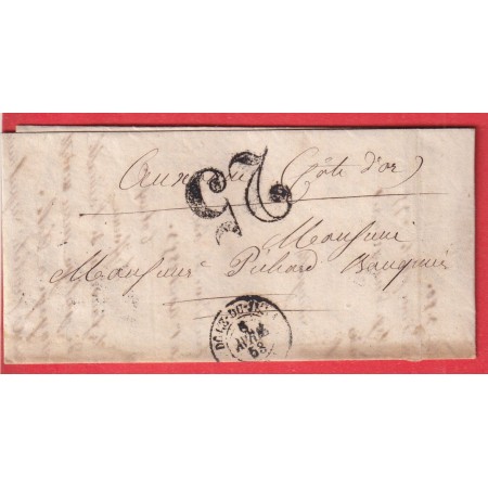 TAXE TAMPON 25 OMBREE DOLE DU JURA 1858 POUR AUXONNE COTE D'OR