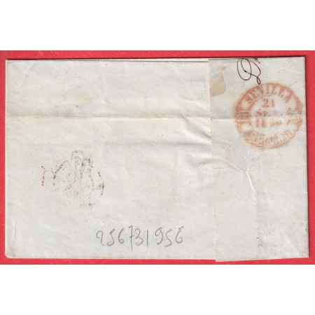 CAD TYPE 15 DUNKERQUE NORD TAXE 2R ROUGE SEVILLE SEVILLA ESPAGNE SPAIN 1850
