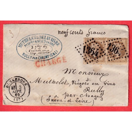 N°30 PAIRE GC 1364 DUNKERQUE NORD DEVANT DE LETTRE POUR CHAGNY SAONE ET LOIRE