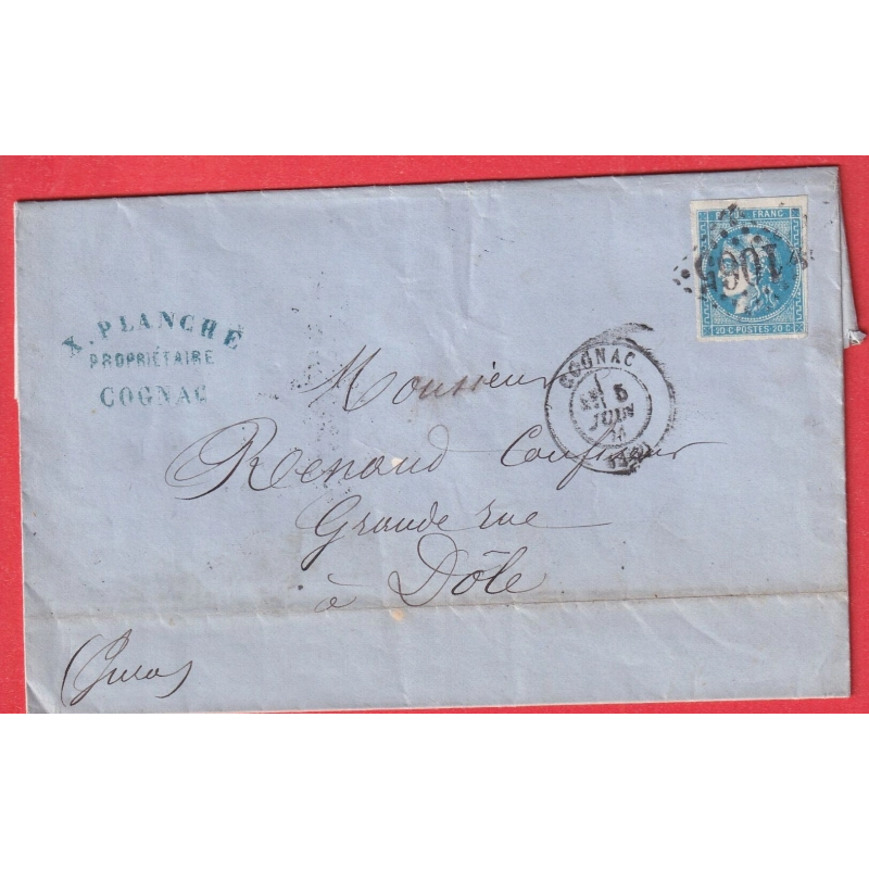 N°46B TTB GC 1065 COGNAC CHARENTE POUR DOLE JURA