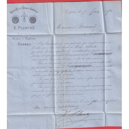 N°46B TTB GC 1065 COGNAC CHARENTE POUR DOLE JURA