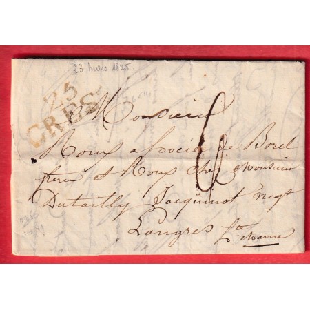 DEBOURSE MANUSCRIT DEB DE LANGRES HAUTE MARNE INDICE 17 DEPART 25 CREST DROME 1825