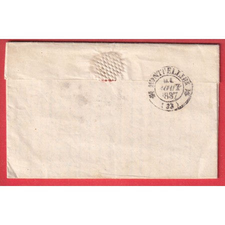 CAD TYPE 13 CLERMONT L'HERAULT BOITE RURALE + DECIME RURAL PAULHAN POUR MONTPELLIER HERAULT 1837