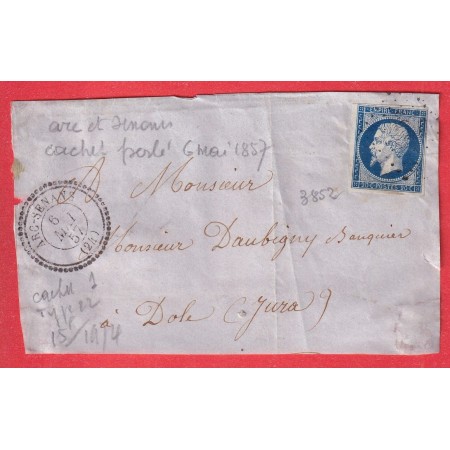 N°14 PC 3852 ARC SENANS DOUBS CAD TYPE 22 DOLE JURA DEVANT DE LETTRE FRONT COVER
