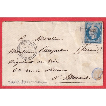 N°14 GRILLE CORPS EXPEDITIONNAIRE ITALIE 2E DIVISION LE GENERAL DE GOYON CACHET AU DOS POUR MARSEILLE