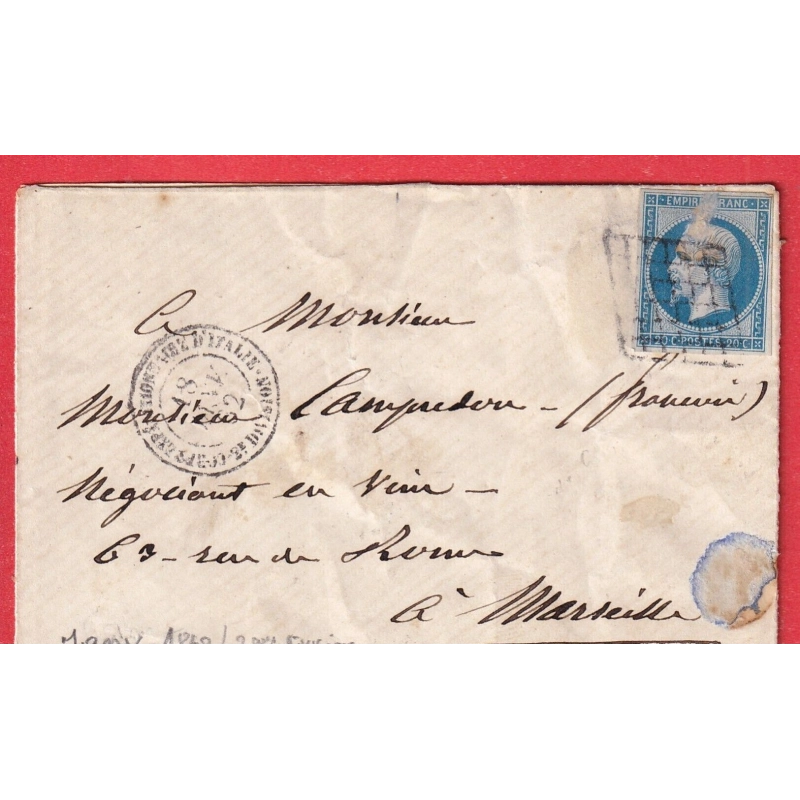 N°14 GRILLE CORPS EXPEDITIONNAIRE ITALIE 2E DIVISION LE GENERAL DE GOYON CACHET AU DOS POUR MARSEILLE