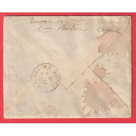 CACHET PERLE ARGENTINE SAVOIE RECOMMANDE SEMEUSE TYPE PAIX MERCURE POUR CHAMBERY 1939