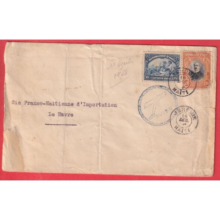 LETTRE DE JEREMIE HAITI PAR AVION 1928 POUR LE HAVRE SEINE INFERIEURE