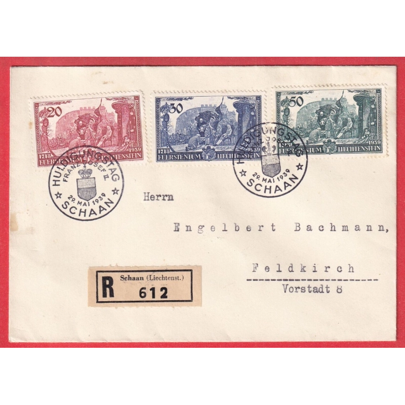 LIECHTENSTEIN N° 155 / 157 FDC 1ER JOUR SCHAAN 1939