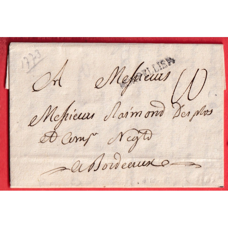 MARQUE MONTPELLIER HERAULT 1773 LN°10 INDICE 13 POUR BORDEAUX GIRONDE