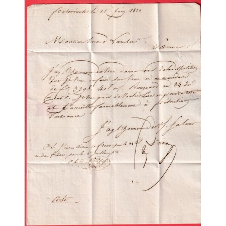 MARQUE 47 FONTEVRAULT MAINE ET LOIRE 1829 POUR SAUMUR INDICE 12