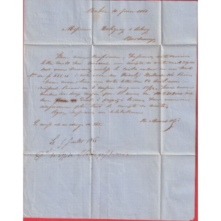 LETTRE DE BAHIA BRESIL 1861 VOIE ANGLAISE TAXE ANGLAISE POUR BORDEAUX BRASIL