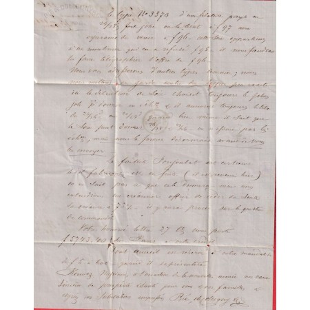 CAD LYON A 68 A RHONE TAXE SUISSE 40 ROUGE 1862 POUR BALE