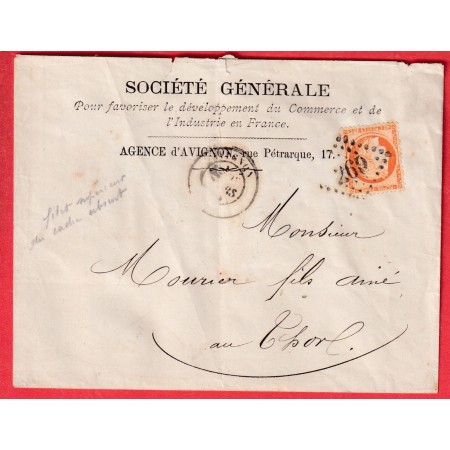 N°38 GC 269 AVEYRON ENVELOPPE IMPRIMEE POUR THOR VAUCLUSE 1875