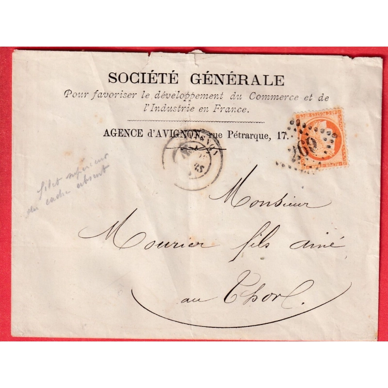 N°38 GC 269 AVEYRON ENVELOPPE IMPRIMEE POUR THOR VAUCLUSE 1875