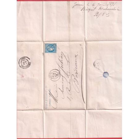 N°46B GC 1862 JARNAC CHARENTE POUR BORDEAUX GIRONDE