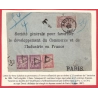 ANVERS BELGIQUE 1897 DEVANT DE LETTRE 4EME ECHELON TAXE DUVAL 50C PAIRE + 30C PARIS 1887