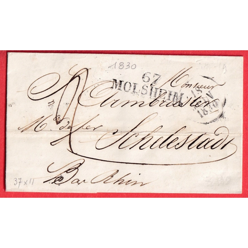 MARQUE 67 MOLSHEIM BAS RHIN 1830 SELESTAT SCHELESTADT 37X11 INDICE 16