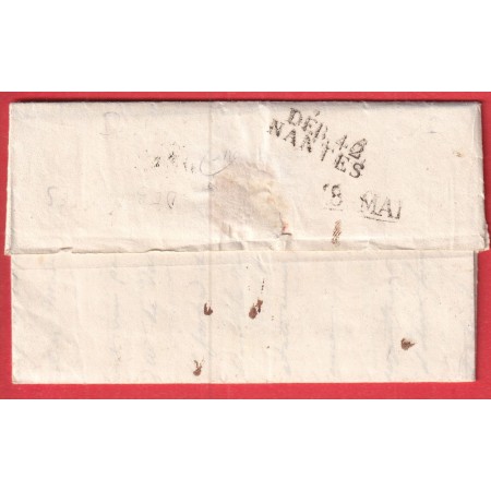 DEBOURSE DEB 42 NANTES + CACHET ARRIVE SPECIAL LOIRE INFERIEURE DEPART BORDEAUX GIRONDE INDICE 16