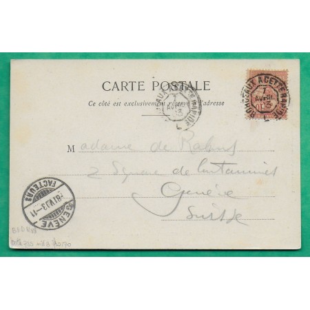 N°124 MOUCHON AMBULANT JOUR BORDEAUX A CETTE RAPIDE POUR GENEVE SUISSE CARTE POSTALE TOULOUSE 1903 LETTRE COVER FRANCE