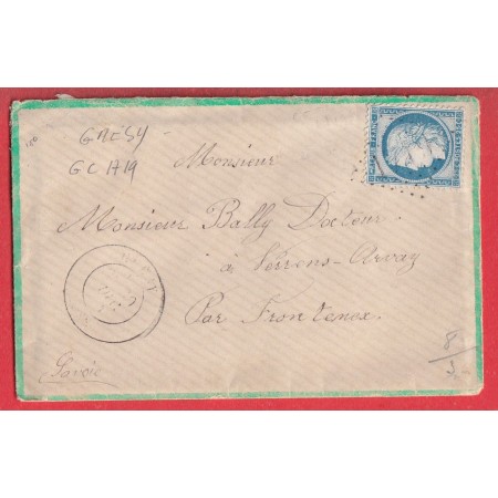 N°60 GC 1719 GRESY SAVOIE LETTRE AVEC LISERET VERT POUR FRONTENEX