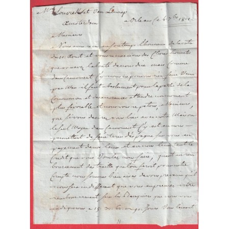 MARQUE 43 ORLEANS LOIRET 1801 POUR AMSTERDAM HOLLANDE PAYS BAS