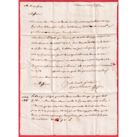 MARQUE 43 ORLEANS LOIRET 1772 LN°12 INDICE 12 POUR MARSEILLE