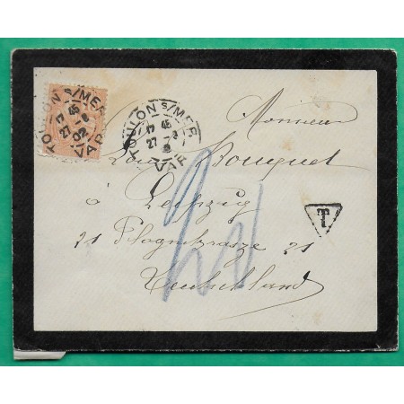 N°117 MOUCHON CAD TOULON SUR MER VAR POUR LEIPZIG ALLEMAGNE DEUTSCHLAND + TAXE ALLEMANDE 1902 LETTRE COVER FRANCE