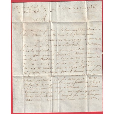 MARQUE ARLES LN°2 + MANUSCRIT LN°1 1791 POUR MARSEILLE BOUCHES DU RHONE