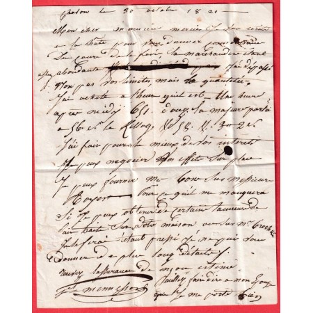 MARQUE P70P CHALONS SUR SAONE ET LOIRE 1821 POUR LAUSANNE SUISSE TAXE 12 EN BLEU