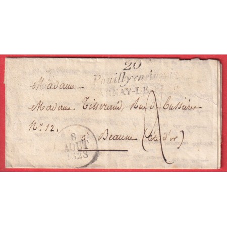 DOUBLE CURSIVE 20 POUILLY EN AUXOIS ARNAY LE DUC 1828 POUR BEAUNE COTE D'OR INDICE 19
