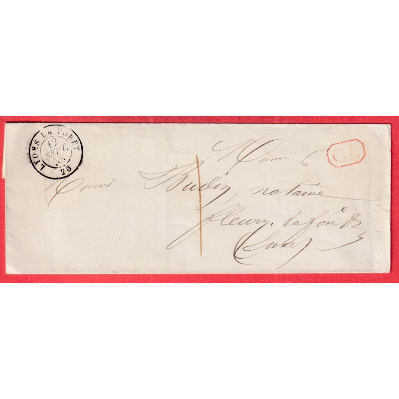 CAD TYPE 15 LYONS LA FORET EURE CL ROUGE TAXE LOCALE 1 1858 POUR FLEURY LA FORET