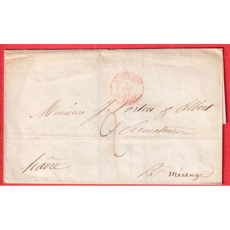 CAD ROUGE OUTRE MER LE HAVRE 1841 MONTEVIDEO URUGUAY PAQUEBOT MESANGE