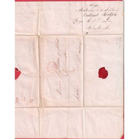 CAD ROUGE OUTRE MER LE HAVRE 1841 MONTEVIDEO URUGUAY PAQUEBOT MESANGE