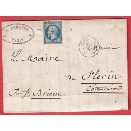 N°15 TTB PARIS ETOILE PLEINE 3E 60 12 PLERIN COTES DU NORD SIGNE CALVES VARIETE TACHE DANS LA GRECQUE