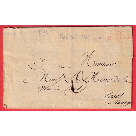 MARQUE CONQUIS 107 BIELLE BIELLA ITALIE ITALIA 1812 POUR CASAL TEXTE INCOMPLET MAIRIE EMPIRE FRANCAIS