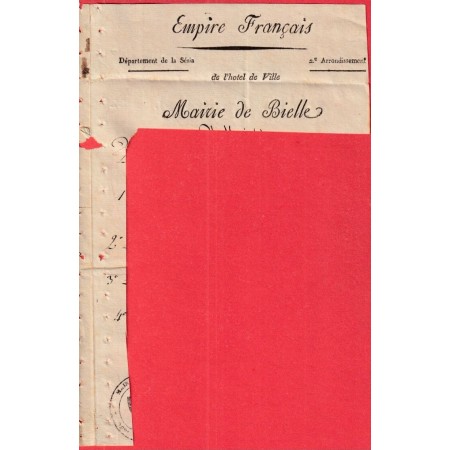 MARQUE CONQUIS 107 BIELLE BIELLA ITALIE ITALIA 1812 POUR CASAL TEXTE INCOMPLET MAIRIE EMPIRE FRANCAIS