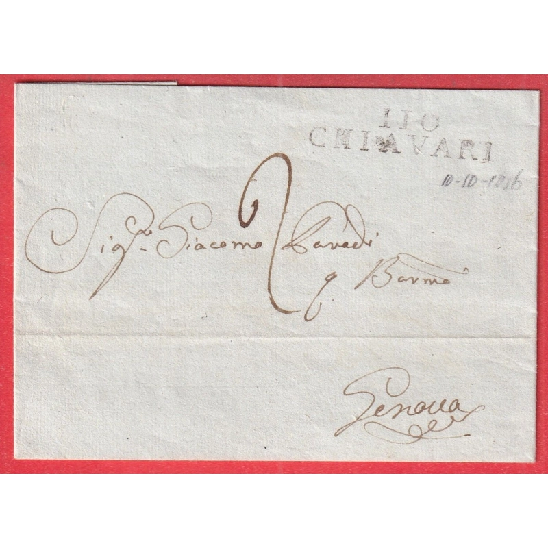 MARQUE CONQUIS 110 CHIAVARI 1816 ITALIE ITALIA GENOVA GENES
