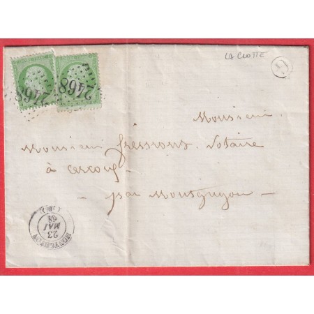 N°20 X2 DONT UN VARIETE GRAND TIMBRE GC 2468 MONTGUYON CHARENTE INFERIEURE BOITE RURALE G LA CLOTTE POUR CERCOUX