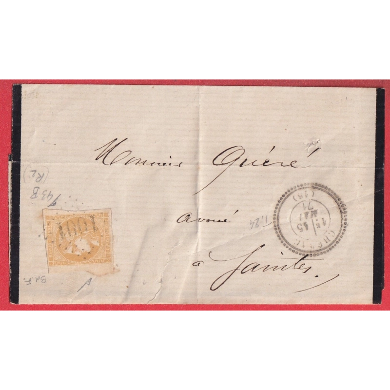 N°43B BDF GC 1001 CHERAC CHARENTE INFERIEURE MARITIME POUR SAINTES INDICE 15 AVEC CAD TYPE 24