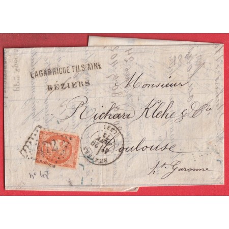 N°48 GC 472 BEZIERS HERAULT 1872 TOULOUSE