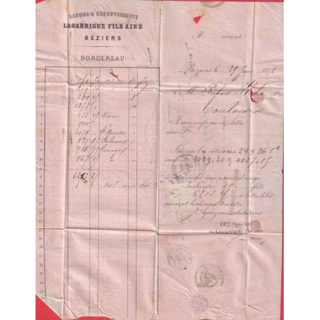 N°48 GC 472 BEZIERS HERAULT 1872 TOULOUSE