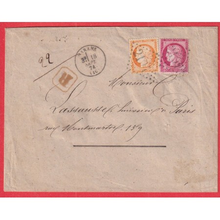 N°38 57 GC 2194 MARANS CHARENTE INFERIEURE MARITIME CAD TYPE 16 RECOMMANDE PARIS MONTMARTRE