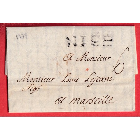 MARQUE NICE ALPES MARITIMES 39X8 1778 POUR MARSEILLE BOUCHES DU RHONE