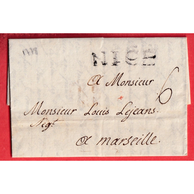 MARQUE NICE ALPES MARITIMES 39X8 1778 POUR MARSEILLE BOUCHES DU RHONE