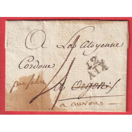 DEBOURSE MANUSCRIT ORGON BOUCHES DU RHONE INDICE 18 DEPART AIX 1800